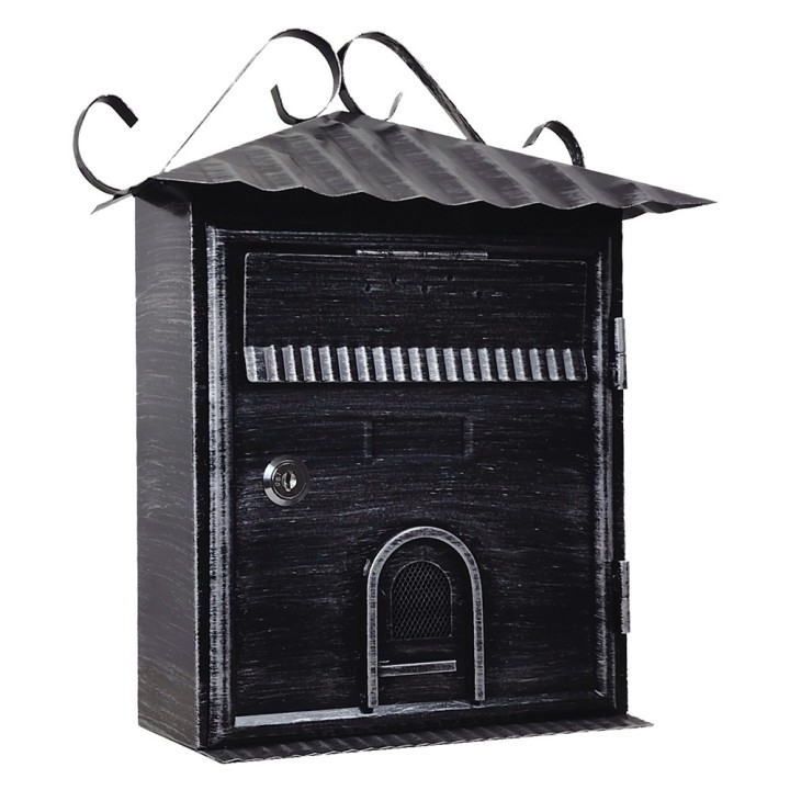 CASSETTA POSTALE 'FIORDALISO' cm 30x10,5x h 36 - argento\nero antico