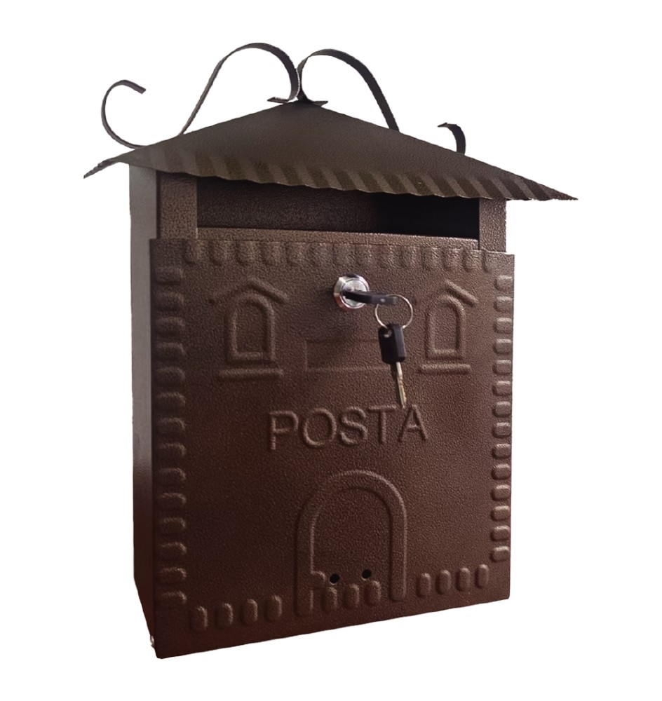 CASSETTA POSTALE 'IRIS' cm 36x9x h 32 - rame antico