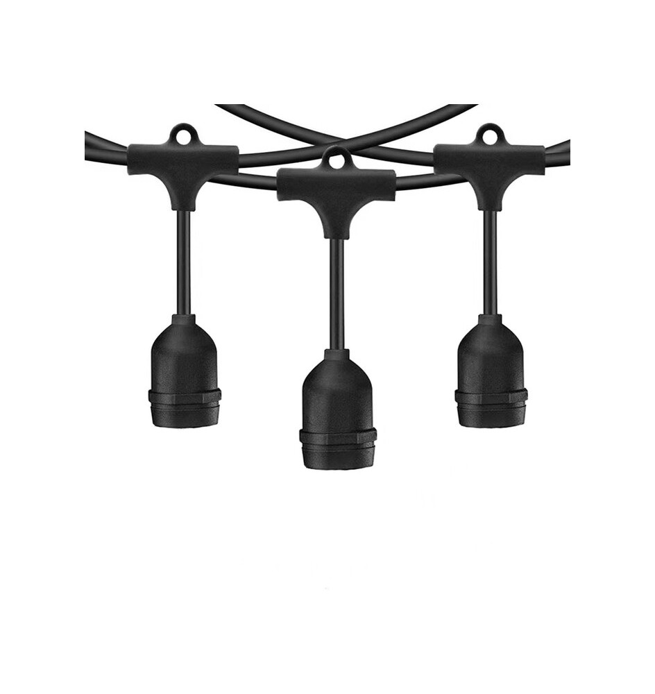 LUMINARIA 10 M CON 10 PORTALAMPADA NERO