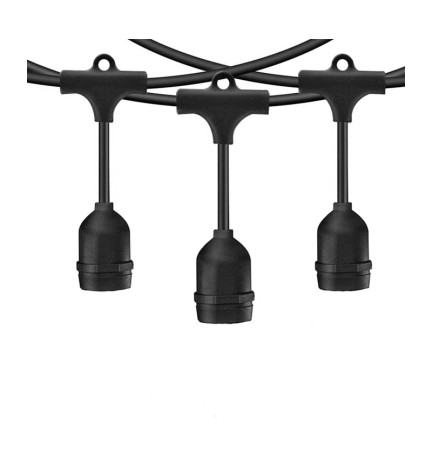 LUMINARIA 10 M CON 10 PORTALAMPADA NERO