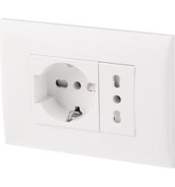 PLACCA C/SUPP PRESA BIPAS+PRESA BIPAS SCHUKO BCO