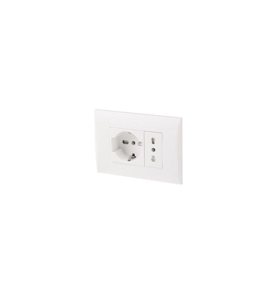 PLACCA C/SUPP PRESA BIPAS+PRESA BIPAS SCHUKO BCO