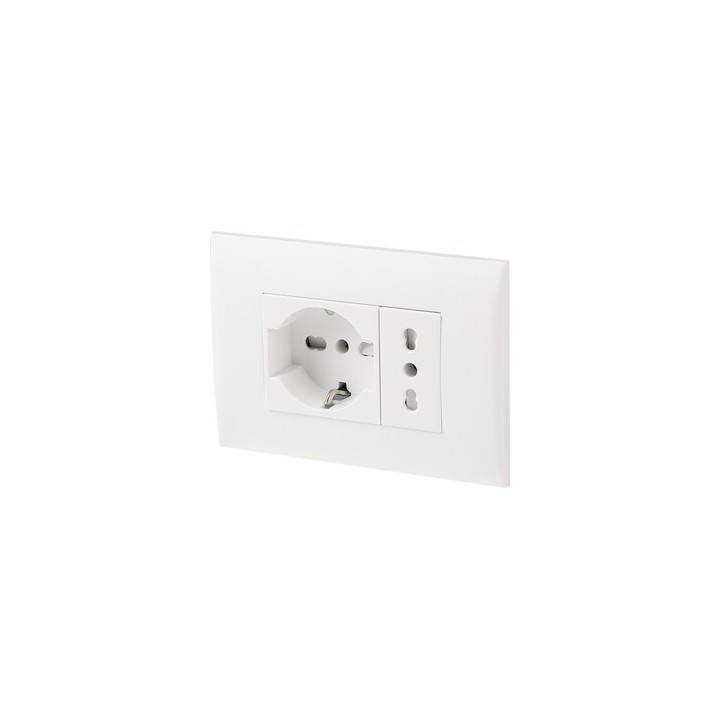 PLACCA C/SUPP PRESA BIPAS+PRESA BIPAS SCHUKO BCO