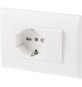 PLACCA C/SUPP PULSANTE+PRESA BIPAS SCHUKO BCO
