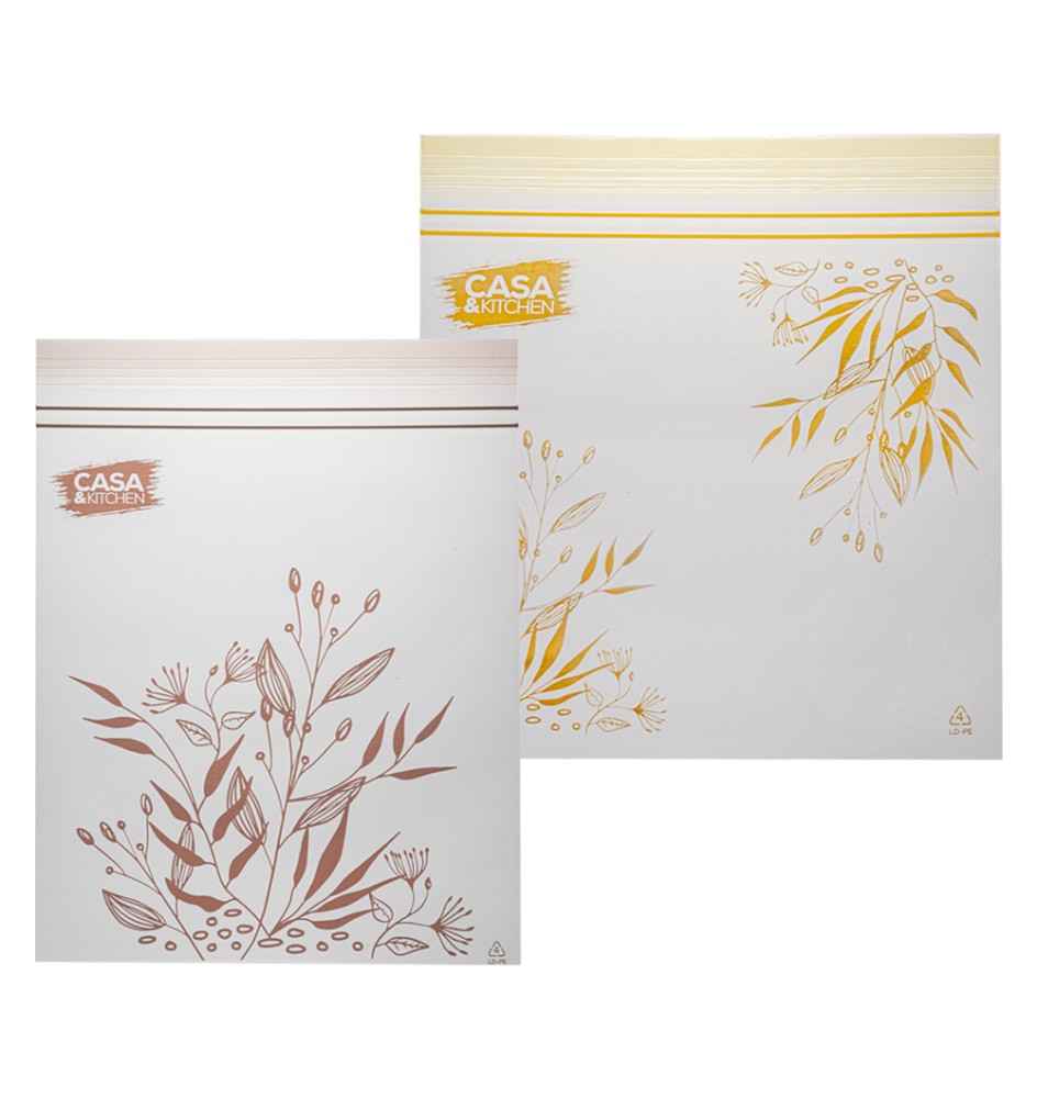 SACCHETTI PER ALIMENTI RICHIUDIBILI motivo prugna - cm 18 x 20 - pz 20