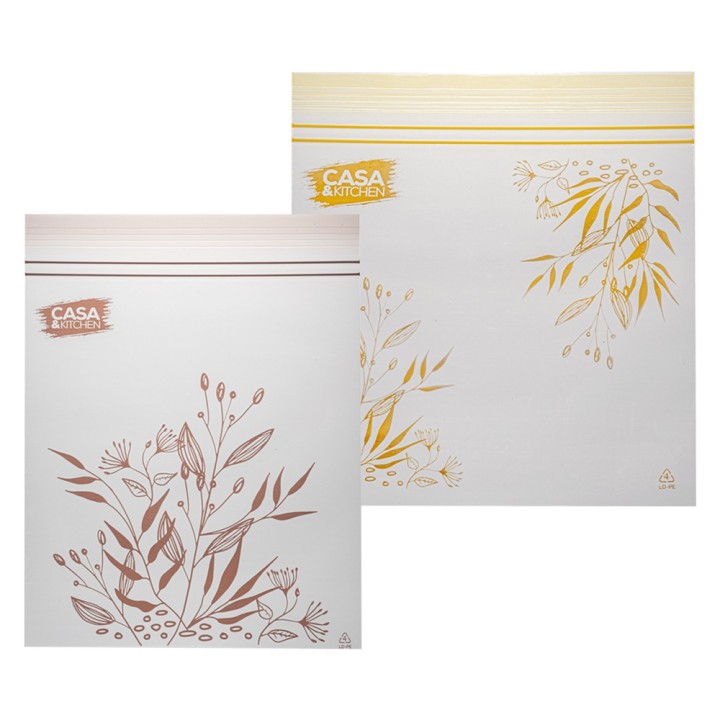 SACCHETTI PER ALIMENTI RICHIUDIBILI motivo ocra - cm 16,5 x 15 - pz 25