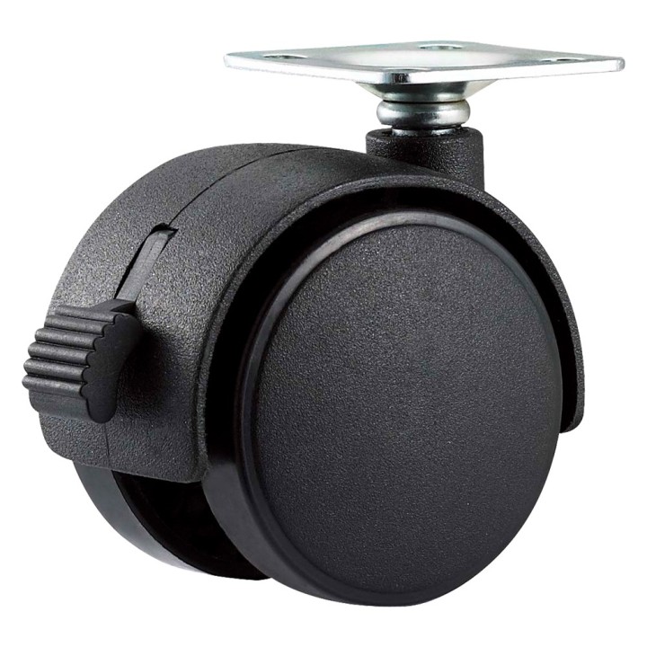 RUOTA PER MOBILI DOPPIA ø 50 - piastra mm 38 x 38 - capacità kg 30 - pz 2 BL