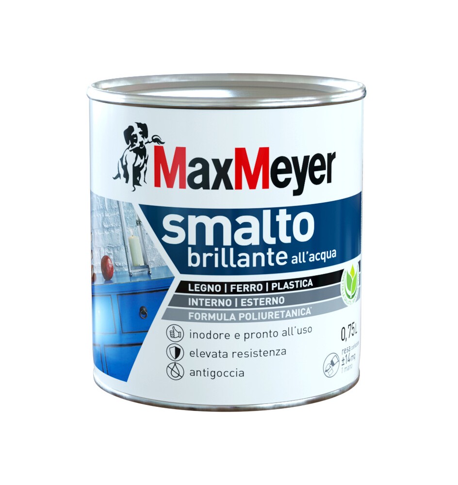MAX SMALTO ALLACQUA POLIURETANICO BRILLANTE LT.0,750 NERO