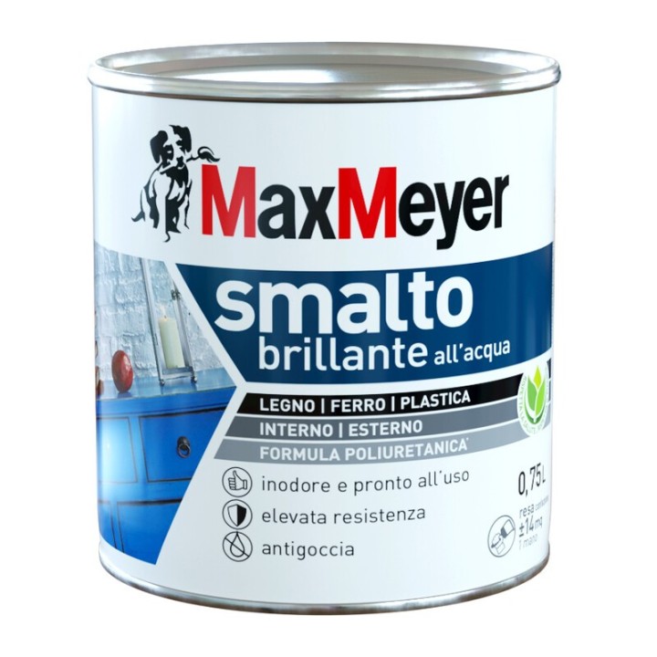 MAX SMALTO ALLACQUA POLIURETANICO BRILLANTE LT.0,750 MARRONE