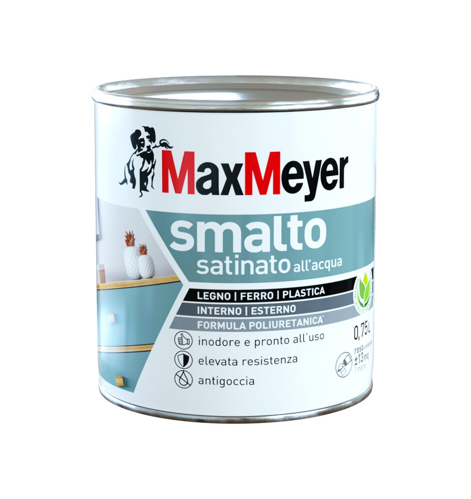 MAX SMALTO ALLACQUA POLIURETANICO SATINATO LT.0,750 B/CO PANNA