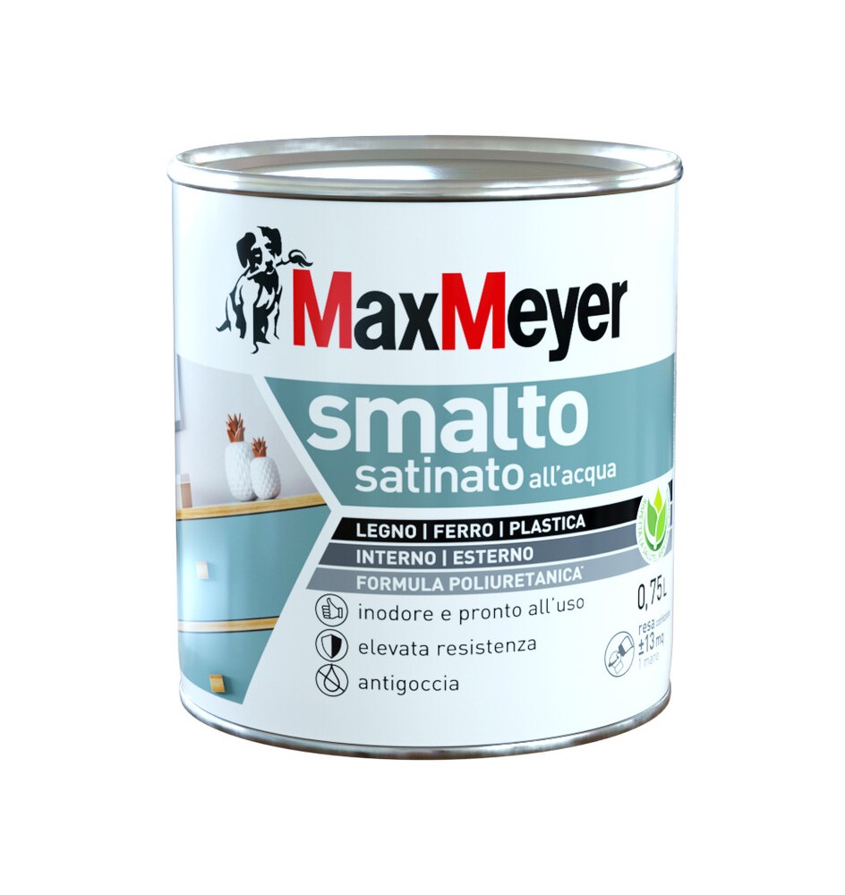 MAX SMALTO ALLACQUA POLIURETANICO SATINATO LT.0,750 VERDE SC.