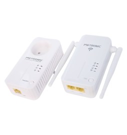 ADATTATORE PLC CON RIPETITORE WI-FI con 2 cavi RJ45