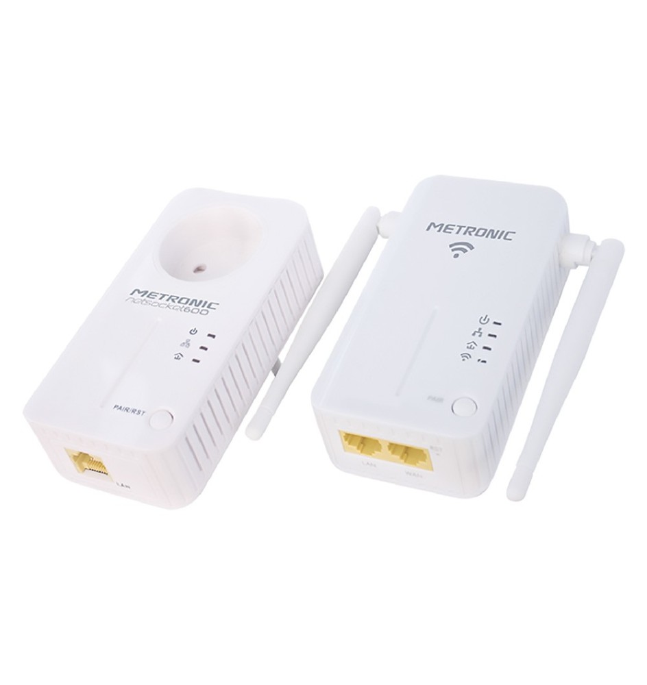 ADATTATORE PLC CON RIPETITORE WI-FI con 2 cavi RJ45
