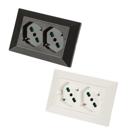 DOPPIA PRESA INCASSO PER SCATOLA SERIE 'OPERA PLUS' colore grigio/antracite