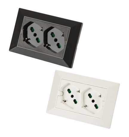 DOPPIA PRESA INCASSO PER SCATOLA SERIE 'OPERA PLUS' colore grigio/antracite