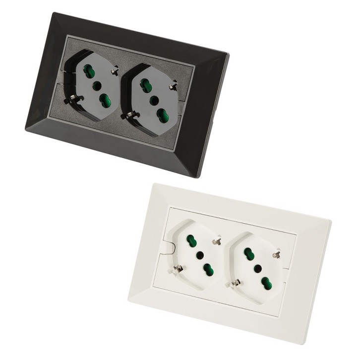 DOPPIA PRESA INCASSO PER SCATOLA SERIE 'OPERA PLUS' colore grigio/antracite