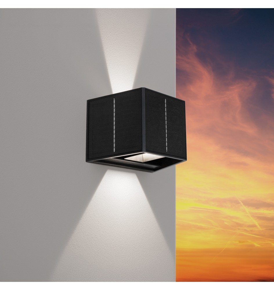 APPLIQUE LED UPDOWN SOLARE QUAD 3,3W 4000K NERO