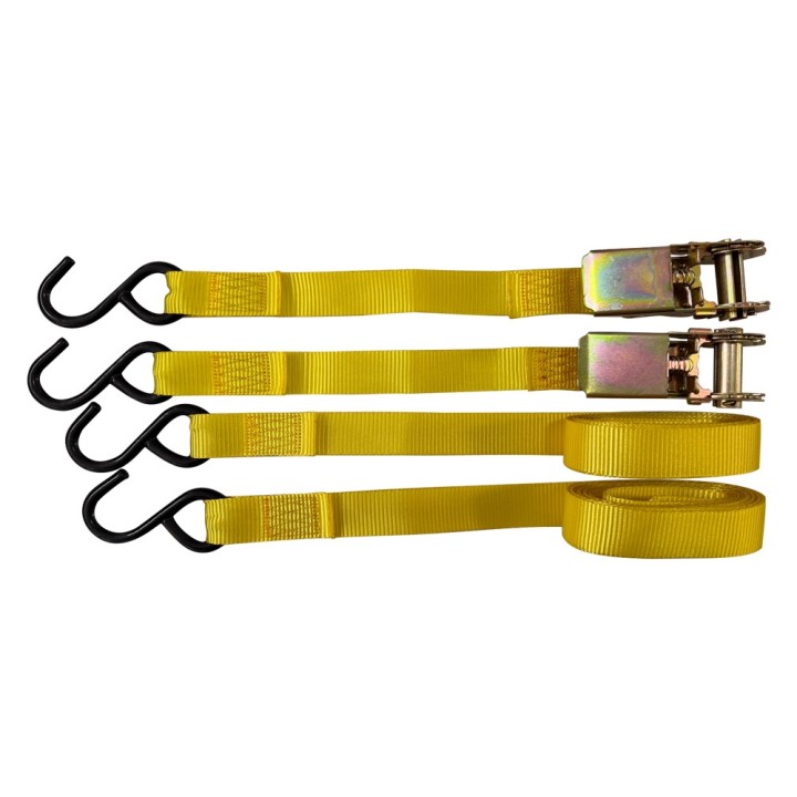 NASTRO DI ANCORAGGIO AD UNCINO mt. 4,5 x mm 25 - port.350 kg - pz.2 / con cricchetto