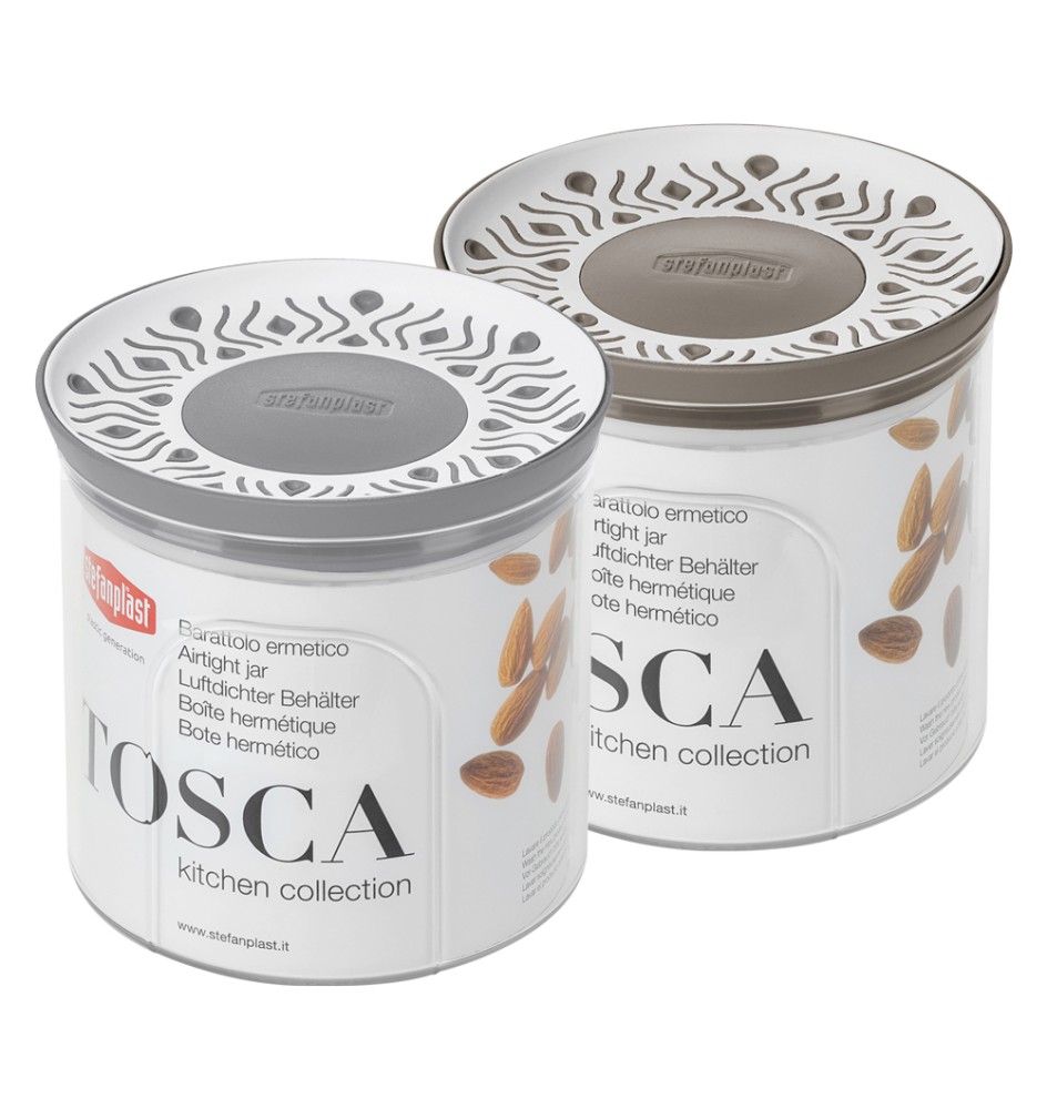 BARATTOLO TONDO 'TOSCA' grigio/bianco