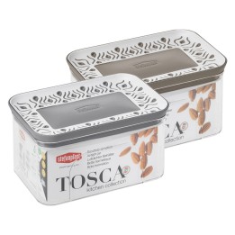 BARATTOLO RETTANGOLARE 'TOSCA' grigio/bianco