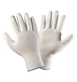 GUANTI IN POLIESTERE/POLIURETANO Tg. 7 (S) - palmo bianco