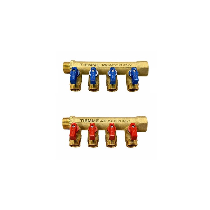 COLLETTORE NINO GIALLO CON VALVOLA A SFERA 3/4 X 16 4 VIE 3/4 x 1/2 x 16