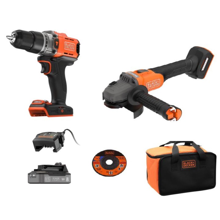B+D KIT TRAPANO C/PERC + SMERIGLIATRICE 18V + ACC BCK24E1SB-QW