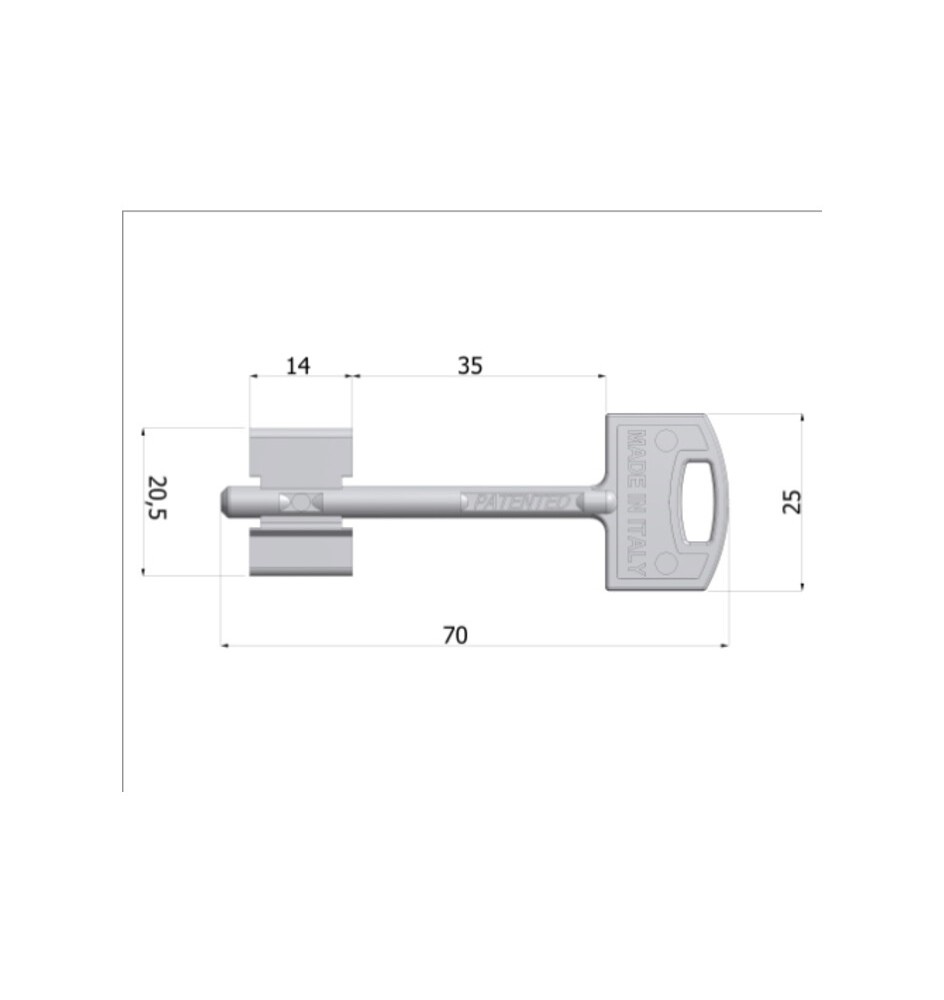 CHIAVE GREZZA SECURMAP14 GAMBO 35MM SECUREMME