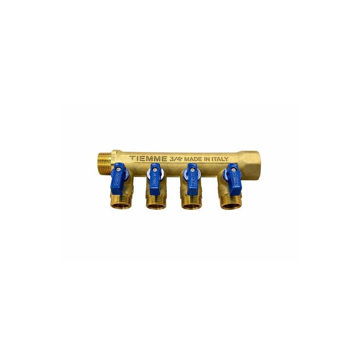 COLLETTORE NINO 4 VIE CON VALVOLE A SFERA 3/4 x 1/2 4 vie Rosso