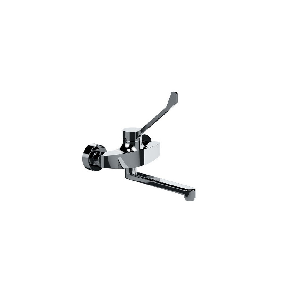MISCELATORE MONOCOMANDO A MURO PER LAVELLO BOCCA GIR. C/LEVA CLINICA Cromo