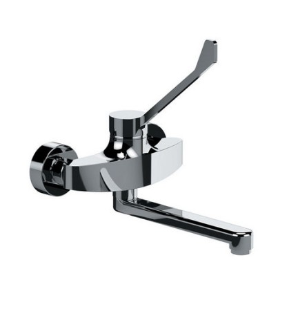MISCELATORE MONOCOMANDO A MURO PER LAVELLO BOCCA GIR. C/LEVA CLINICA Cromo
