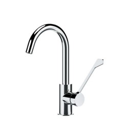 MISCELATORE MONOCOMANDO LAVELLO CON CANNA ALTA AD U LEVA CLINICA Cromo