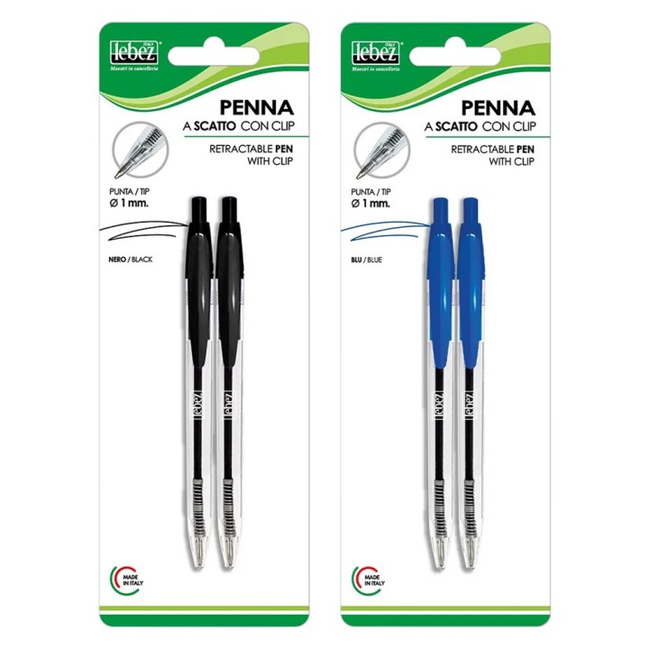 PENNA A SCATTO CON CLIP inchiostro blu