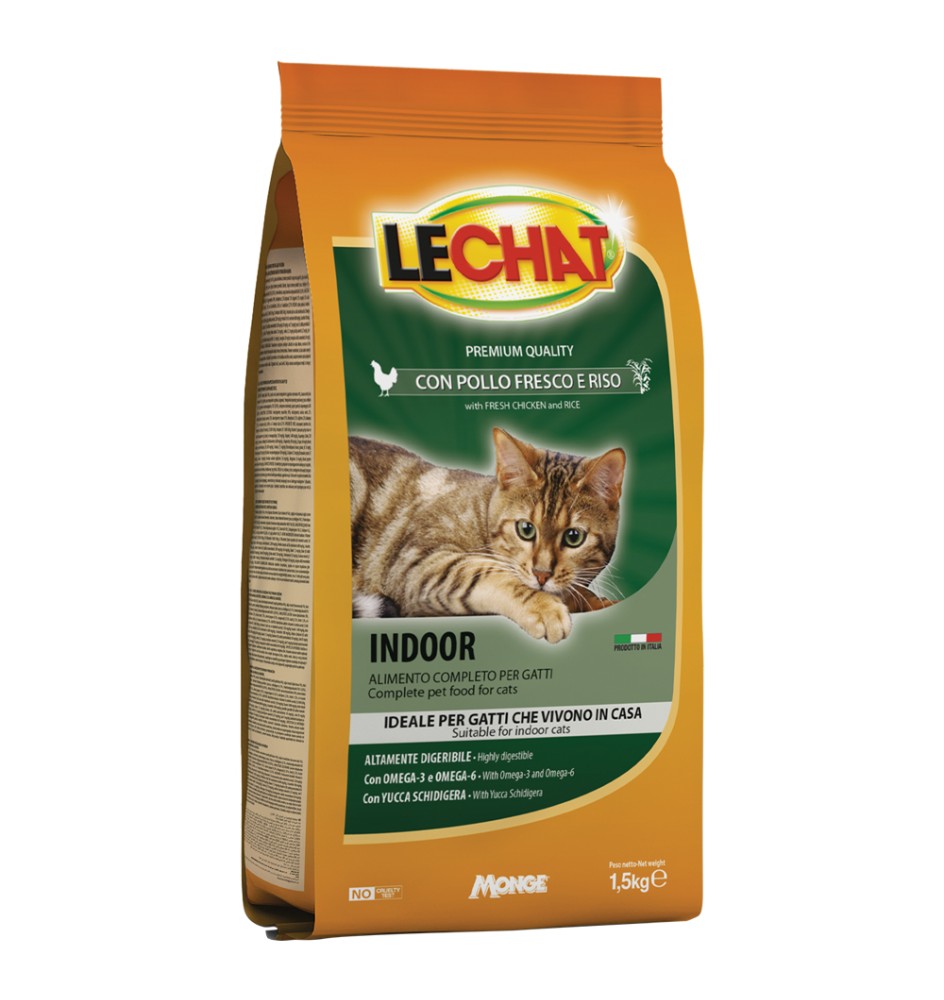 CROCCANTINI PER GATTI 'LECHAT INDOOR' pollo e riso - kg 1,5