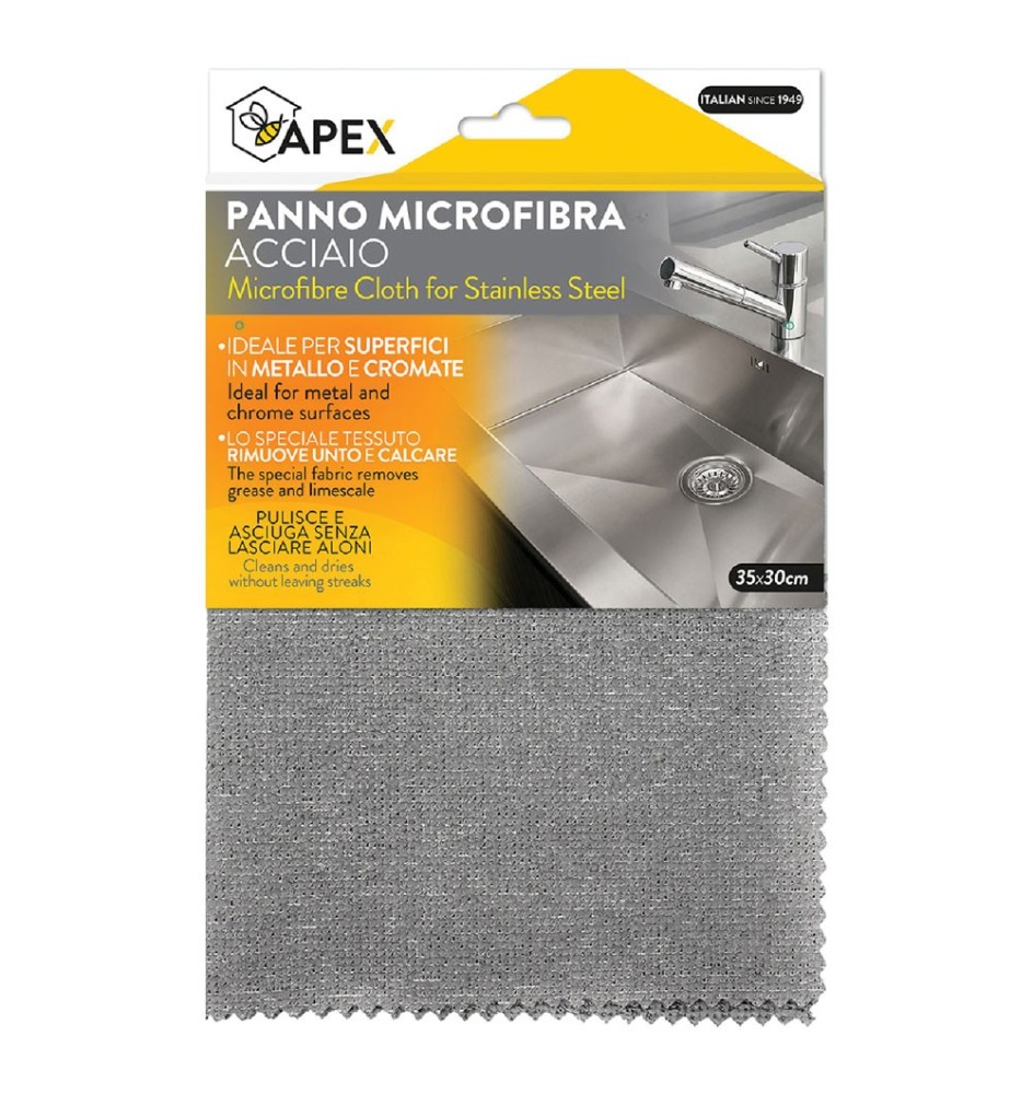 PANNO MICROFIBRA PER SUPERFICI METALLO cm 35 x 30
