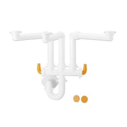 SIFONE SALVASPAZIO PER LAVELLI A 3 VASCHE 1"1/2 D. 40 mm Bianco