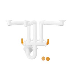 SIFONE SALVASPAZIO PER LAVELLI A 3 VASCHE 1"1/2 D. 40 mm Bianco