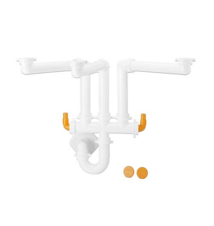 SIFONE SALVASPAZIO PER LAVELLI A 3 VASCHE 1"1/2 D. 40 mm Bianco