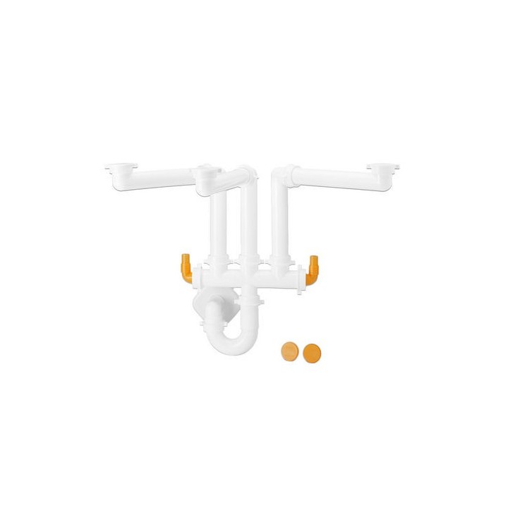 SIFONE SALVASPAZIO PER LAVELLI A 3 VASCHE 1"1/2 D. 40 mm Bianco