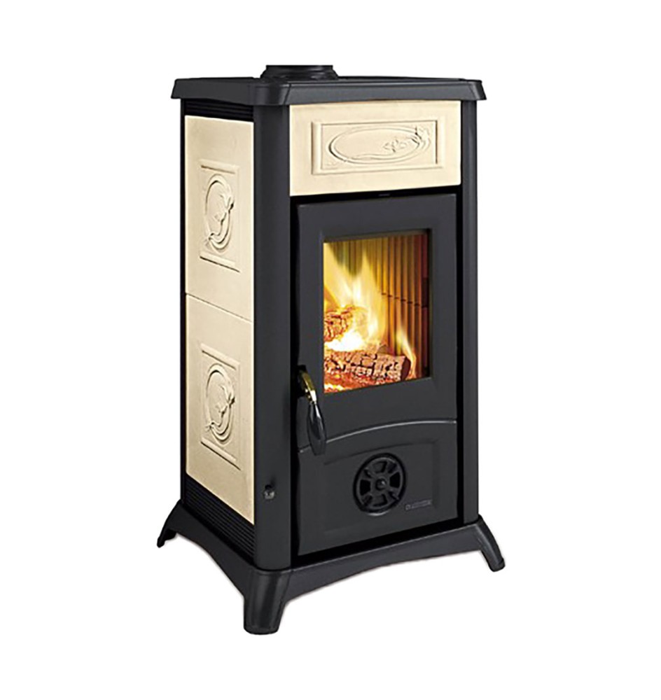STUFA A LEGNA 'GEMMA 5.0 CERAMICA' 7 kW - colore liberty panna