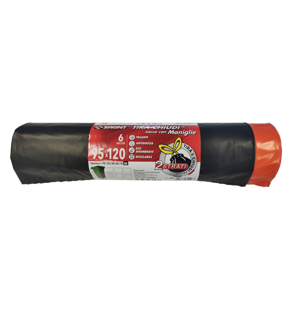 SACCO IN POLIETILENE cm. 95 x 120 - nero/arancio