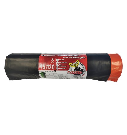 SACCO IN POLIETILENE cm. 95 x 120 - nero/arancio