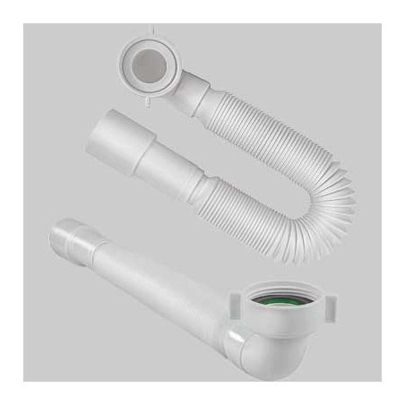 TUBO ESTENSIBILE E FLESSIBILE CON ATTACCO A GHIERA CURVO 1"1/2 x 40/50