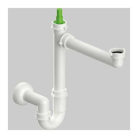 SIFONE PER LAVELLO SALVASPAZIO A 1 VIA CON ATTACCO LAVASTOVIGLIE 1"1/2 x Ø40 mm