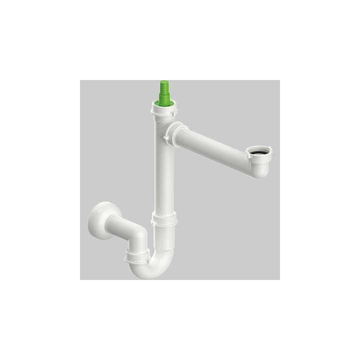 SIFONE PER LAVELLO SALVASPAZIO A 1 VIA CON ATTACCO LAVASTOVIGLIE 1"1/2 x Ø40 mm