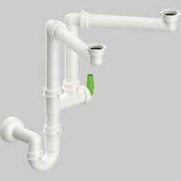 SIFONE PER LAVELLO SALVASPAZIO A 2 VIE CON ATTACCO LAVASTOVIGLIE 1"1/2 x Ø40 mm 1"1/2 x Ø40 mm