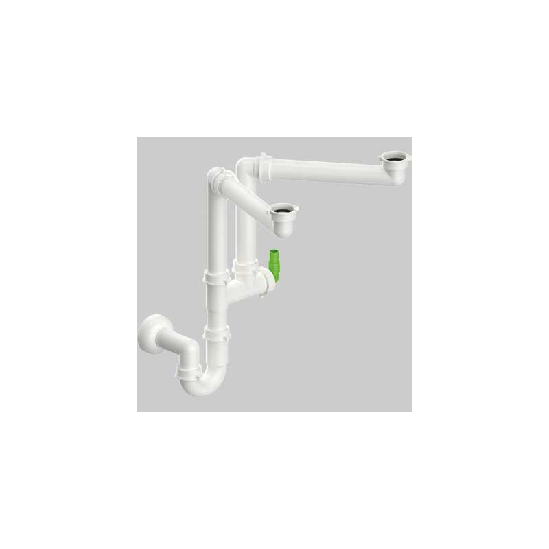 SIFONE PER LAVELLO SALVASPAZIO A 2 VIE CON ATTACCO LAVASTOVIGLIE 1"1/2 x Ø40 mm 1"1/2 x Ø40 mm