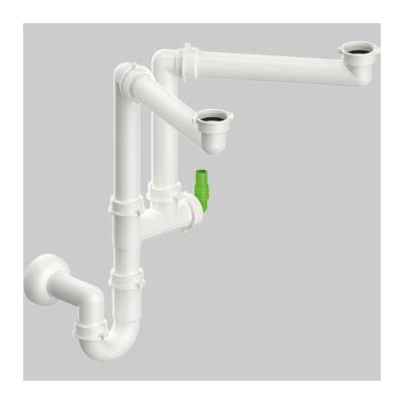 SIFONE PER LAVELLO SALVASPAZIO A 2 VIE CON ATTACCO LAVASTOVIGLIE 1"1/2 x Ø40 mm 1"1/2 x Ø40 mm
