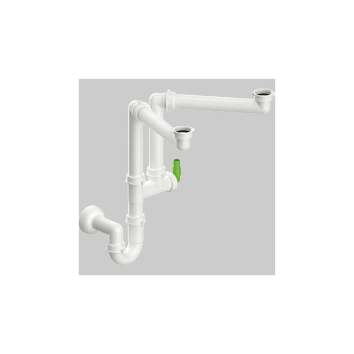 SIFONE PER LAVELLO SALVASPAZIO A 2 VIE CON ATTACCO LAVASTOVIGLIE 1"1/2 x Ø40 mm 1"1/2 x Ø40 mm
