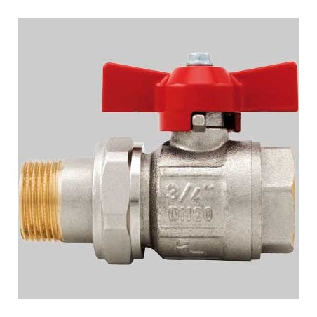 VALVOLA A SFERA IDEAL PASS.TOTALE C/BOCCH. LEVA ROSSA 1"1/4